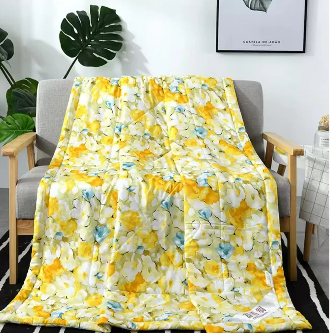 棉绸加棉夏凉被45支桑棉绸印花单人