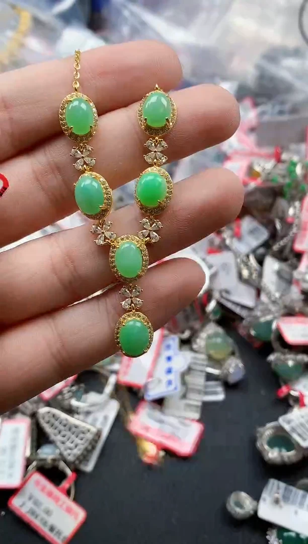 银S925镶嵌戒指翡翠天然A货缅甸翡翠