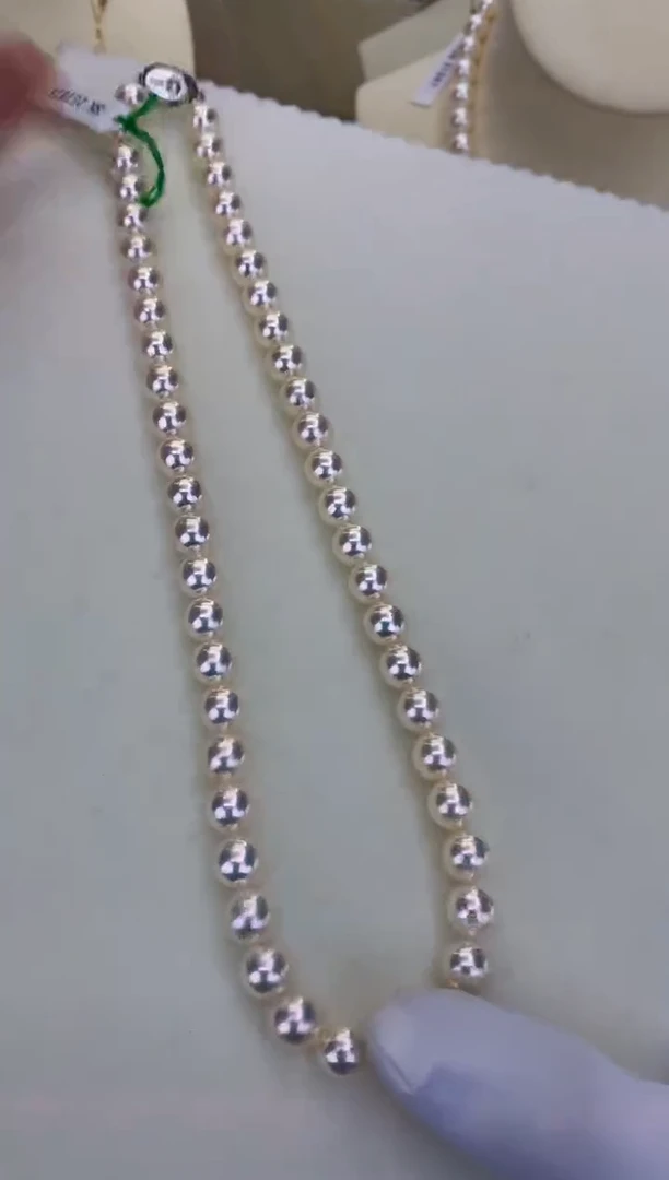 银S925镶嵌DA海水珍珠 GD072 8-8.5 rose串链带大证