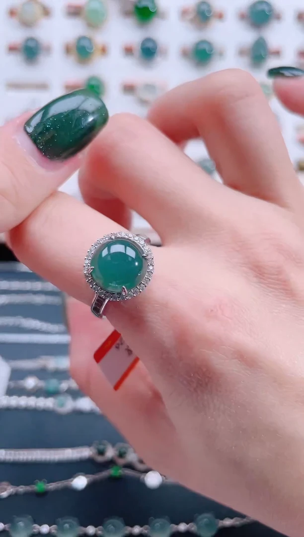 银S925镶嵌戒指翡翠天然翡翠