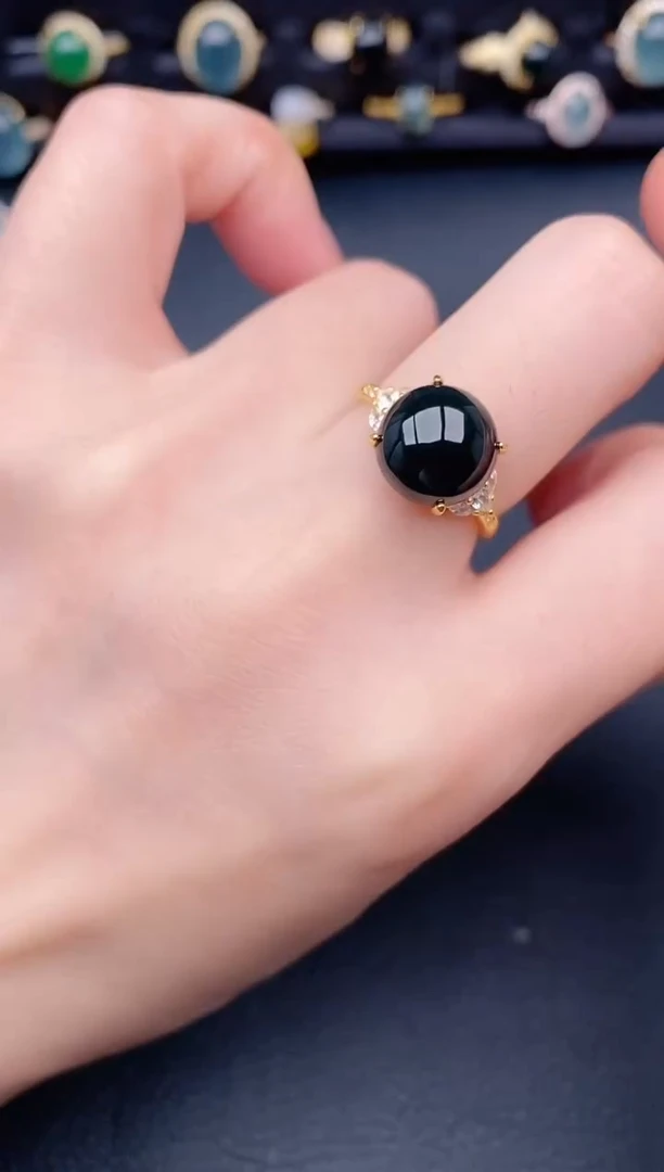 银S925镶嵌戒指翡翠天然a货翡翠108