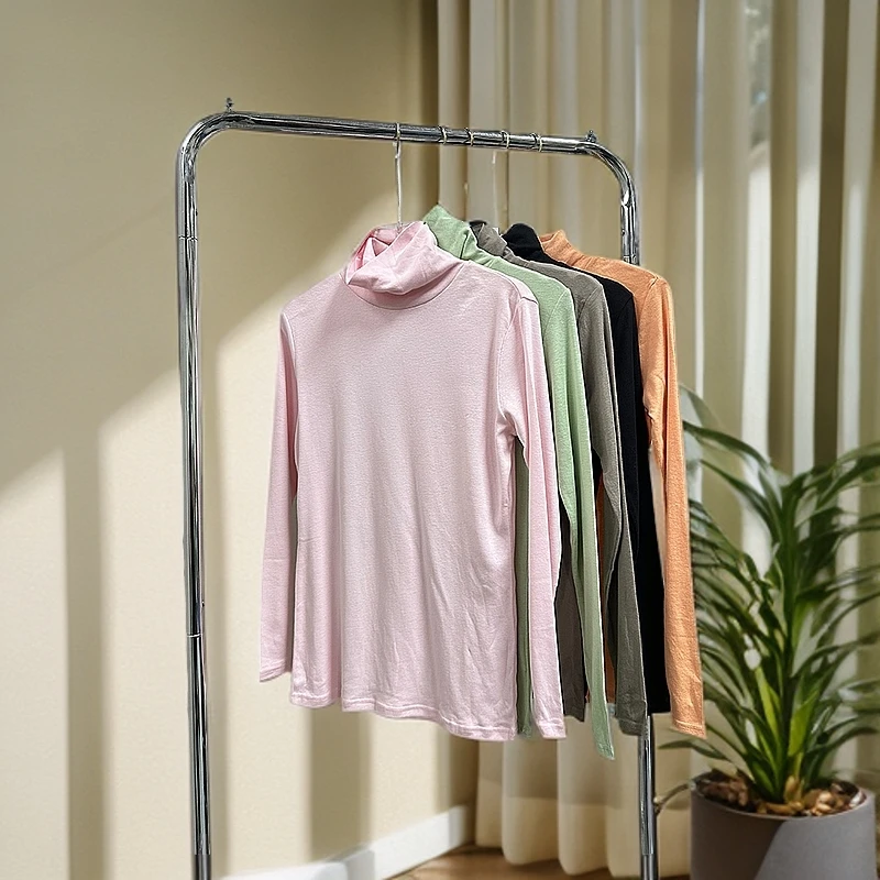 ML11662瑕疵   春季新款纯色女士高领长袖T恤打底衫
