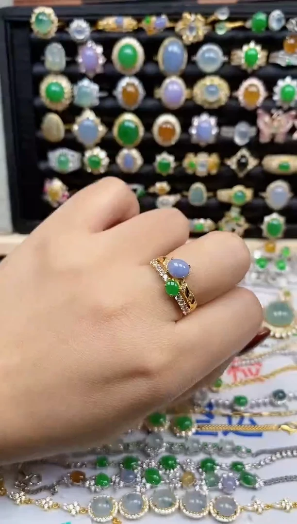 银S925镶嵌戒指翡翠8405