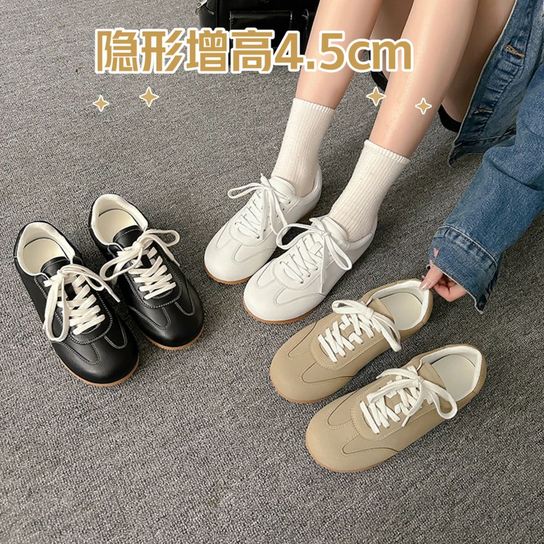 4.5cm内增高小白鞋女2025春秋季软底复古运动休闲百搭德训阿甘鞋