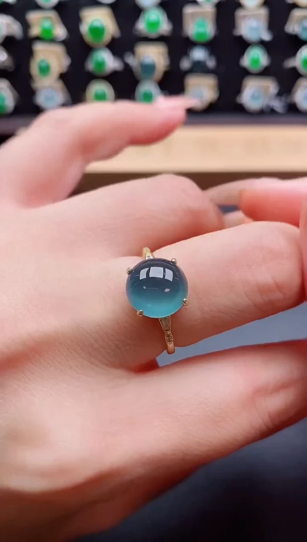 银S925镶嵌戒指翡翠1