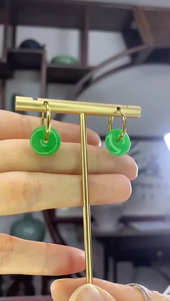 未镶嵌翡翠耳环E3平安扣耳环