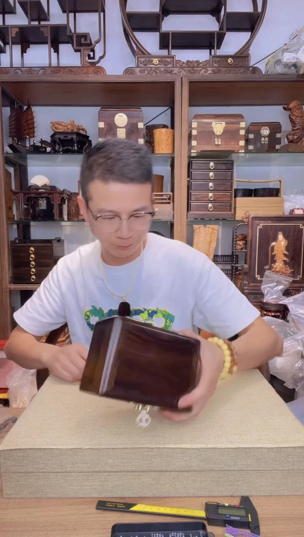 乌木类书架173大红酸枝底拼板首饰盒  库存微瑕