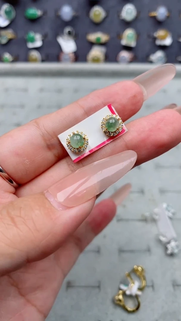 银S925镶嵌戒指翡翠天然A货翡翠11  1-