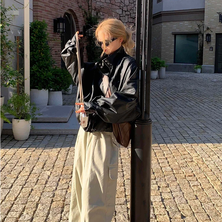 【翼影骑士】新款韩版独特超好看小个子皮衣外套女短款爆款黑色夹克