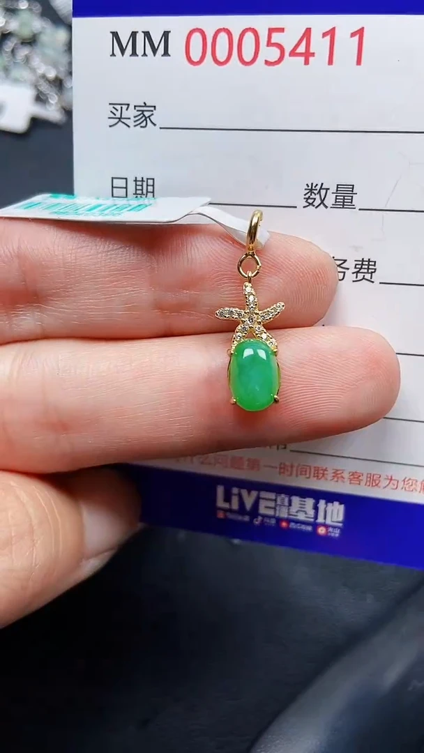 颈饰银S925镶嵌翡翠5411