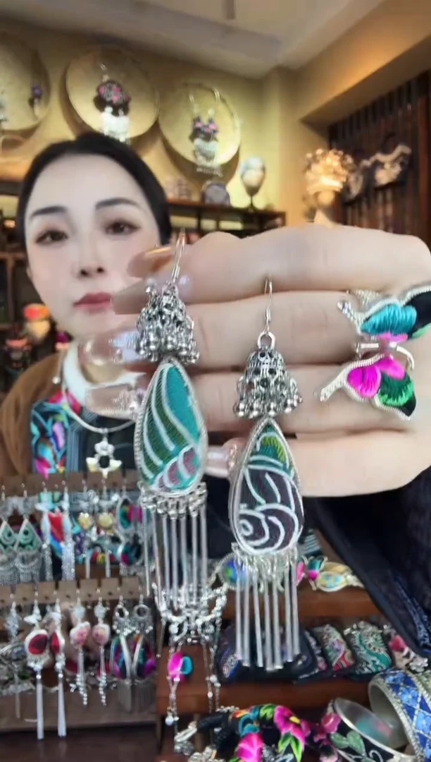 刺绣非遗刺绣民族风耳环