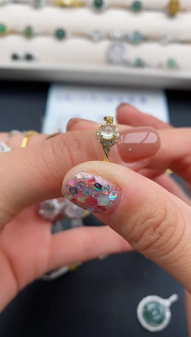 银S925镶嵌戒指翡翠222222222+8