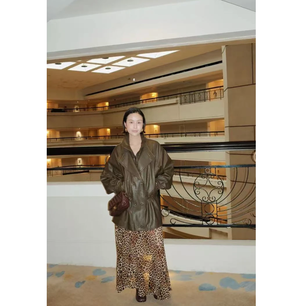复古美拉德穿搭皮衣外套女秋季小众收腰皮夹克显瘦高级感上衣