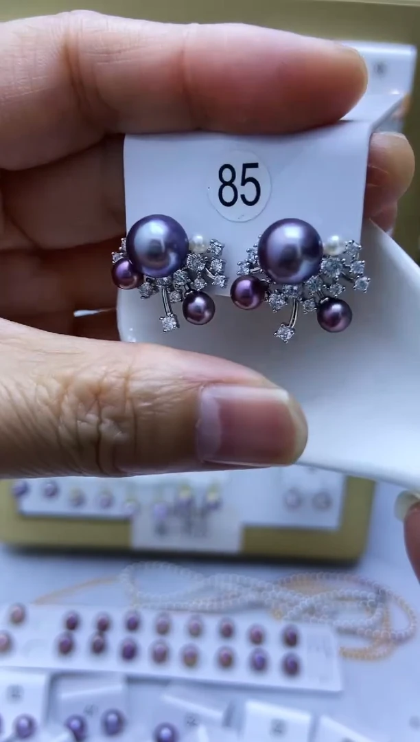 银S925镶嵌耳饰淡水珍珠85