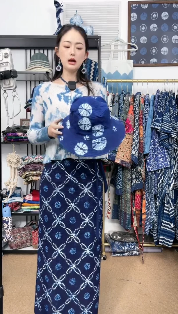 【闪购商品】洱海月非遗手工扎染渔夫帽58cm头围