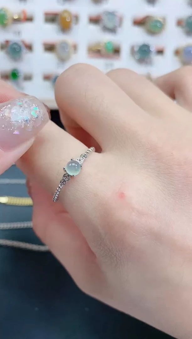 银S925镶嵌戒指翡翠天然翡翠