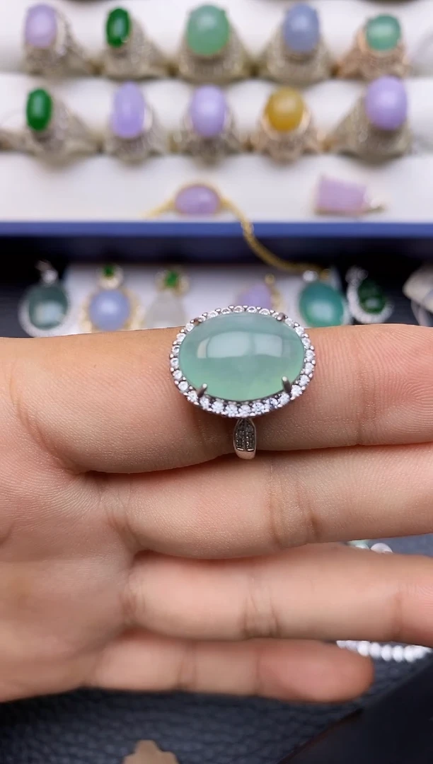 银S925镶嵌戒指翡翠/0038