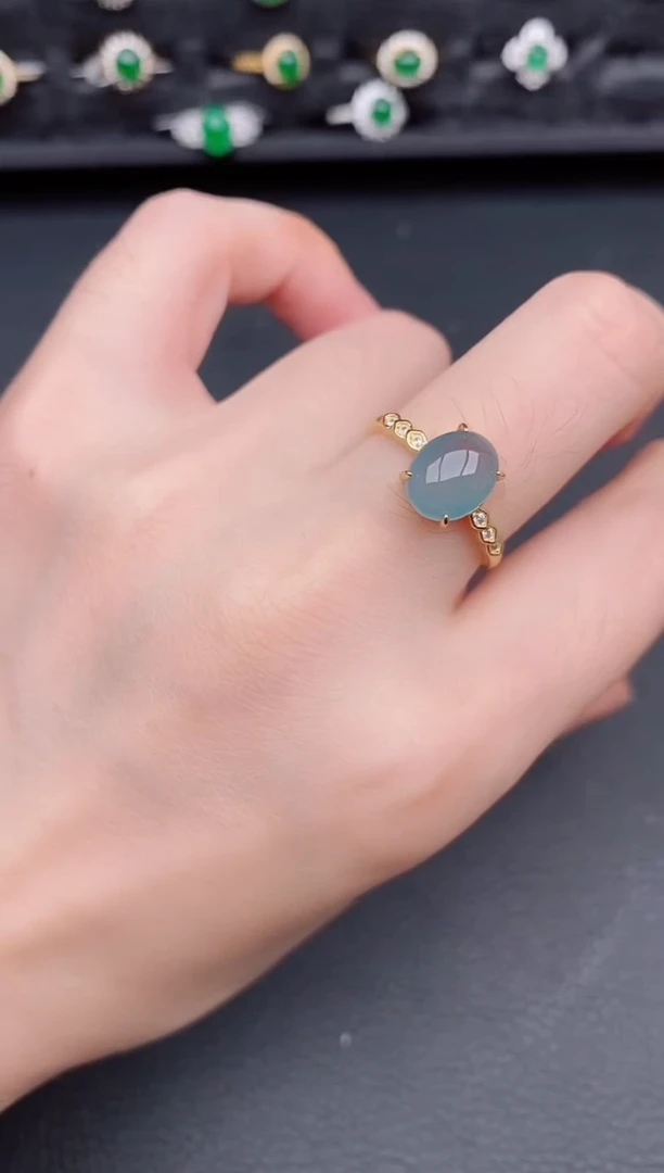 银S925镶嵌戒指翡翠天然a货翡翠183