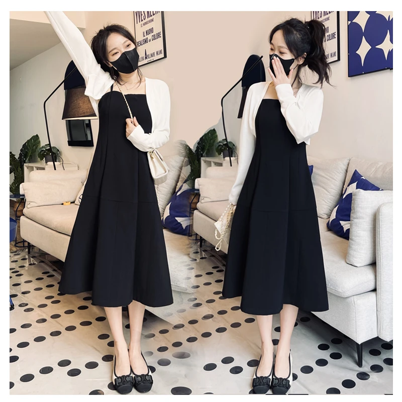 小个子西装连衣裙女吊带裙公主裙黑色气质洋气小黑裙显瘦时尚韩版