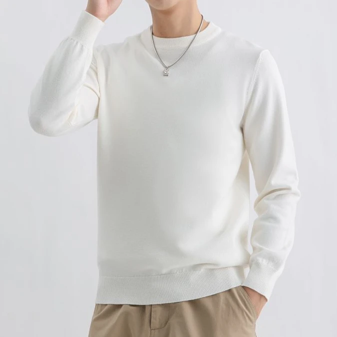 圆领毛衣男秋冬新款加厚内搭男士休闲毛衣针织打底高领