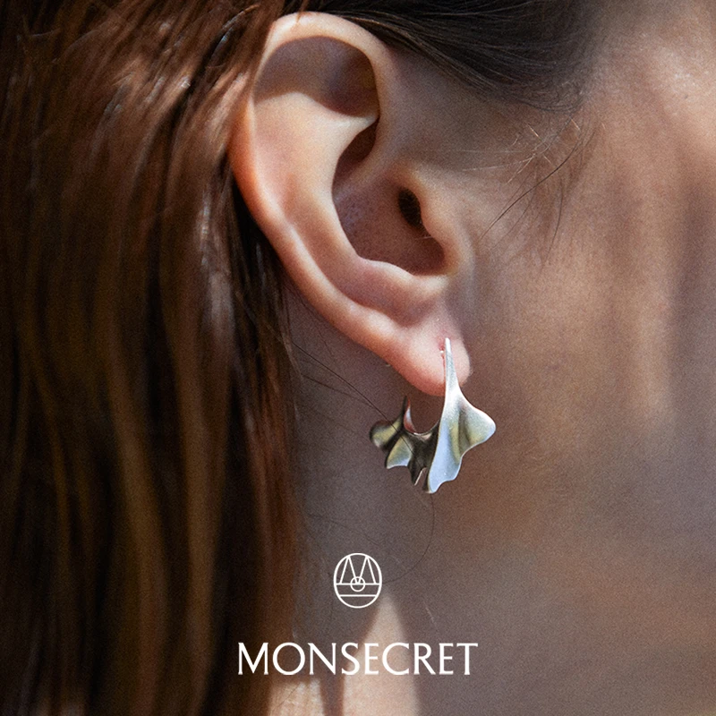 铜合金珐琅耳饰 褶皱耳环简约高级