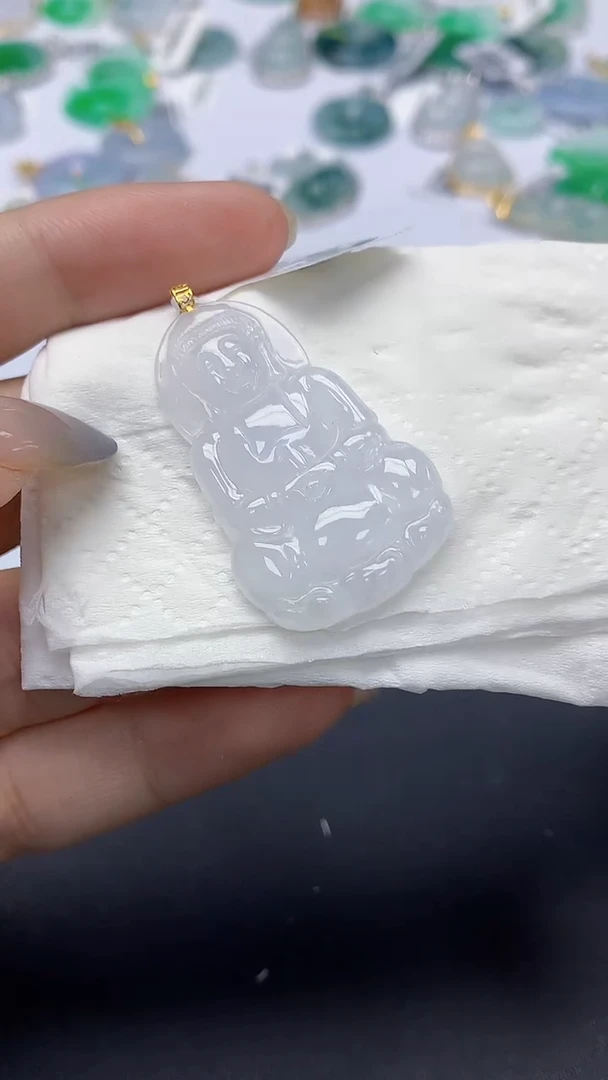 翡翠18K金镶嵌颈饰天然缅甸a货翡翠