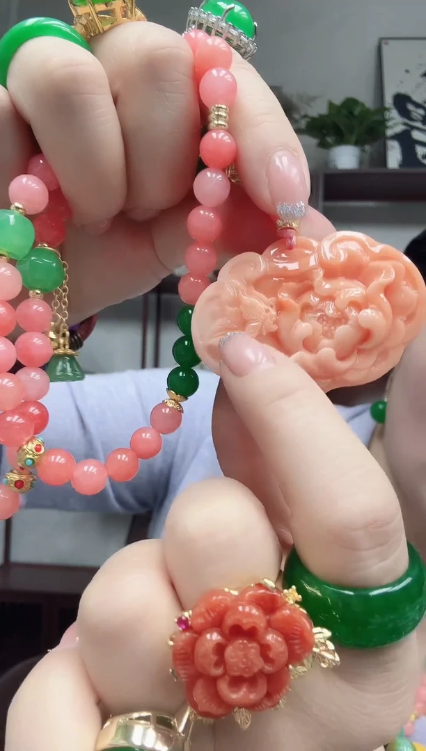 颈饰未镶嵌翡翠花开富贵毛衣链套装