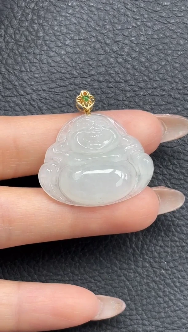 颈饰18K金镶嵌翡翠佛公
