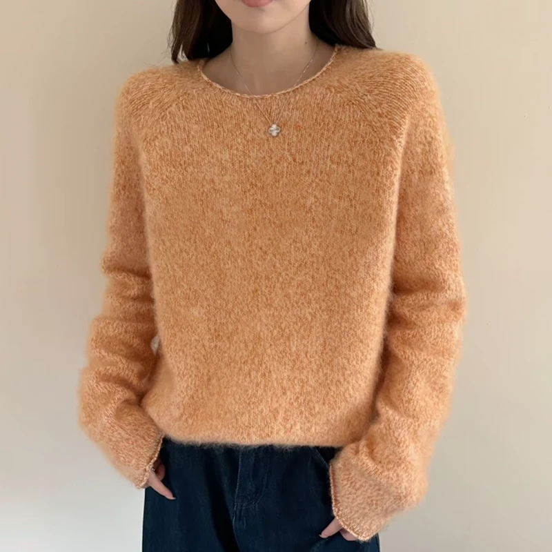 【澳洲Tasmanian纱线】时尚休闲百搭100拉绒六股花纱v领圆领羊毛衫