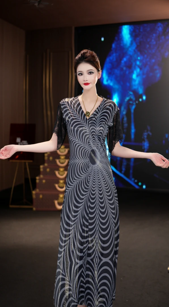 YINGHOU【曼曼】显瘦高贵气质轻奢法式设计师连衣裙D29097