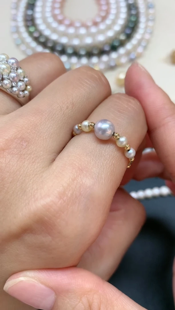 海水珍珠戒指18K金镶嵌A463|580