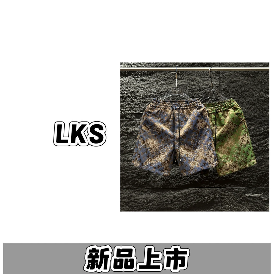 D129（思思）-春夏季新款老花水洗短裤男女同款休闲宽松2025