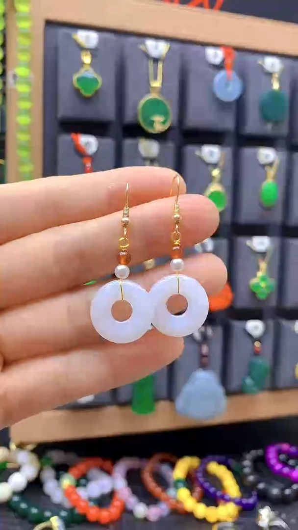 【闪购商品】玛瑙/玉髓耳坠未镶嵌耳饰