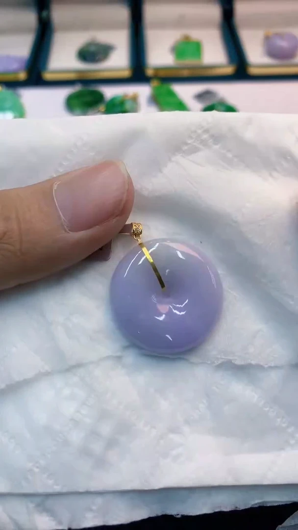 翡翠18K金镶嵌吊坠(不含链)             1