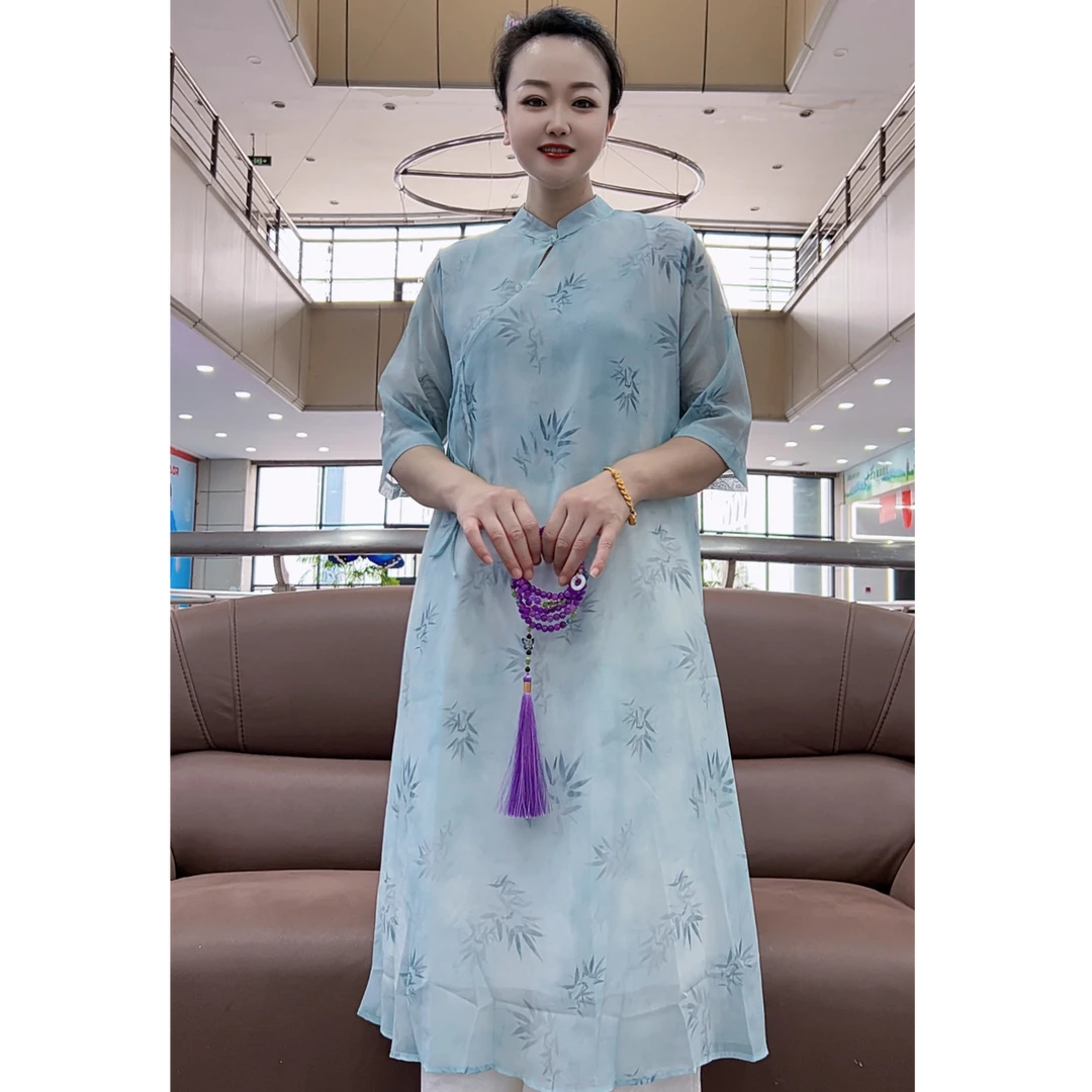 305款 国风连衣裙新中式夏季中长款