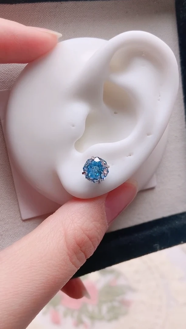 钛钢合金合成立方氧化锆8M八边手捧花|8246一只