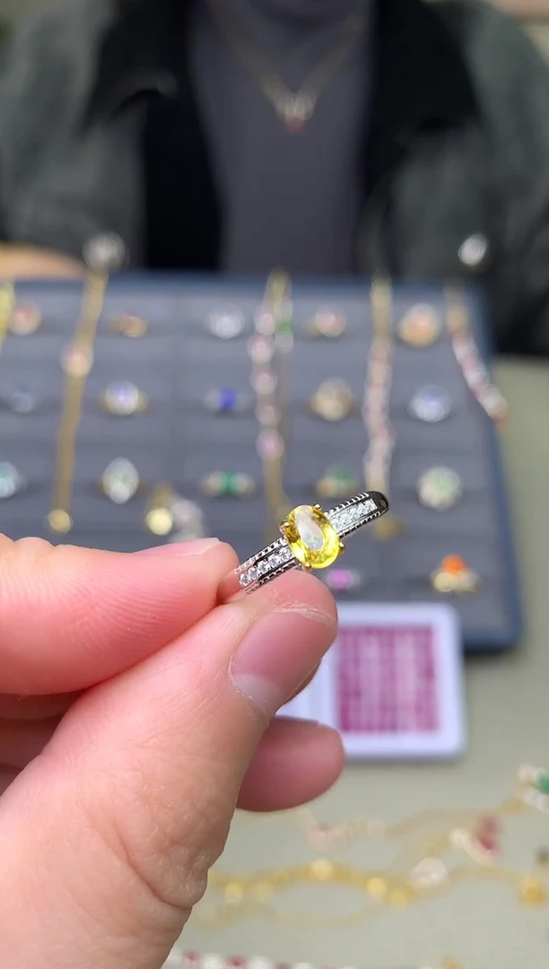 戒指蓝宝石银S925镶嵌戒指