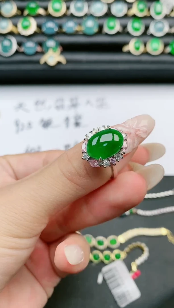 翡翠戒指银S925镶嵌1111111