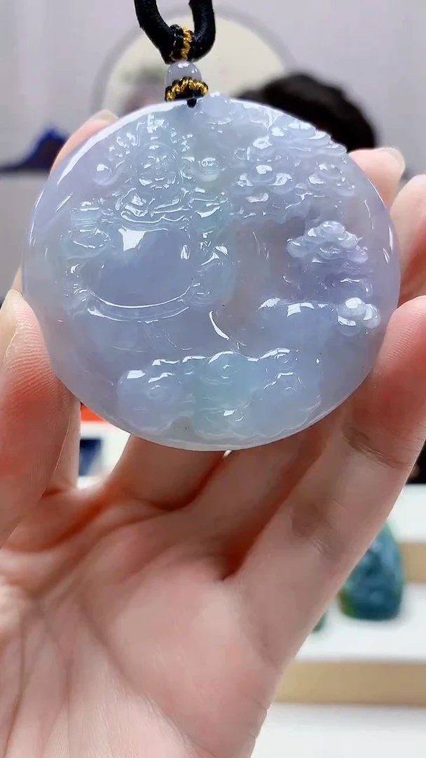 未镶嵌定制翡翠5060zm-毛货挂件财神35