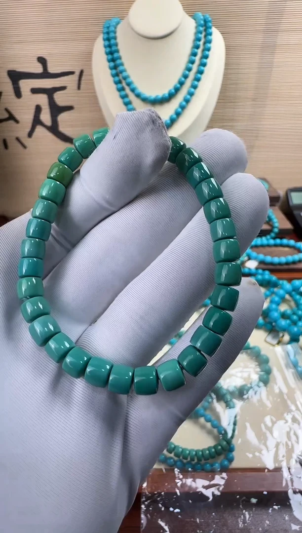 【闪购商品】绿松石手串未镶嵌直切15.13G6+mm