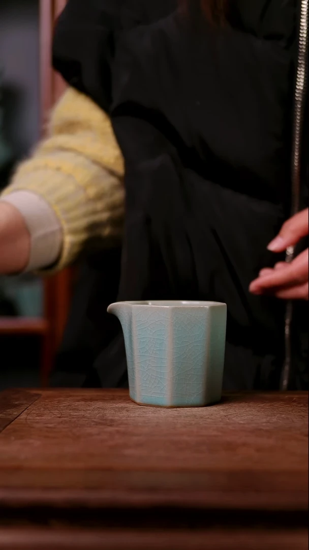 公道杯陶青霁汝窑仿古釉  微瑕