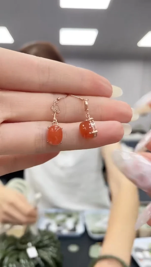 未镶嵌南红玛瑙耳饰多样性发其一z