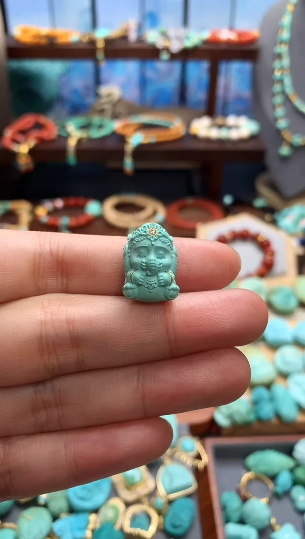 未镶嵌绿松石挂件遐*象神