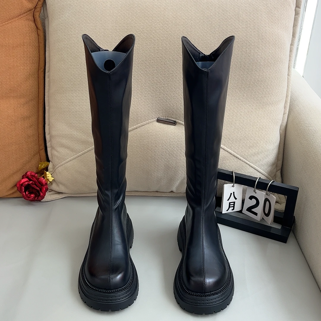 时装靴时尚厚底瘦瘦靴秋冬长靴秋季小个子增高2025年英伦风骑士靴