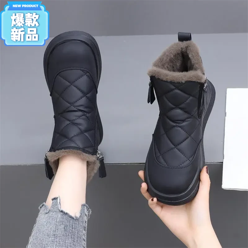新款雪地靴女冬季加绒加厚东北大棉鞋防水防滑保暖短靴子厚度增高
