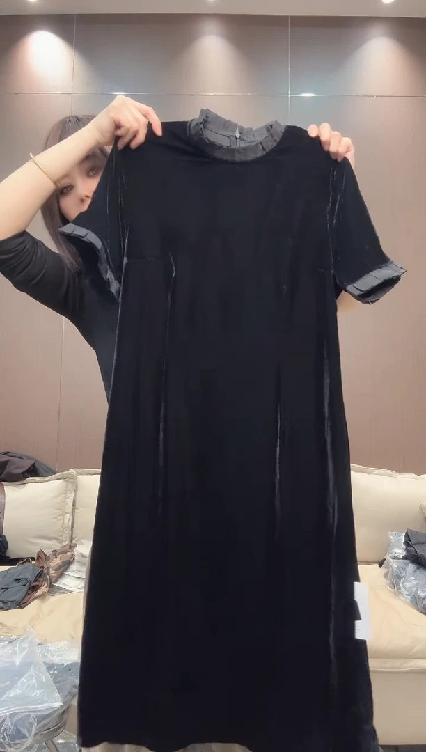 欧根纱领旗袍裙M码