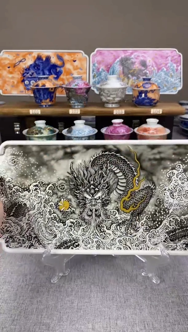 墨彩龙吸水 大长盘