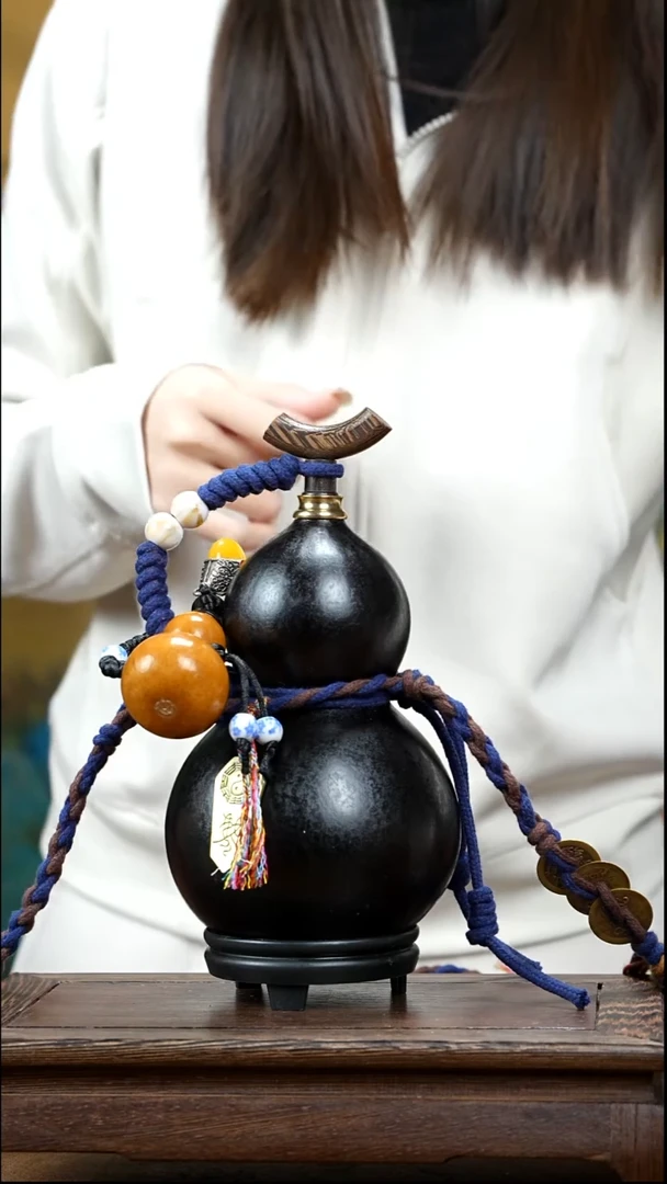YR074精品藏绳款天然酒葫芦（一物一拍）+原色小葫芦