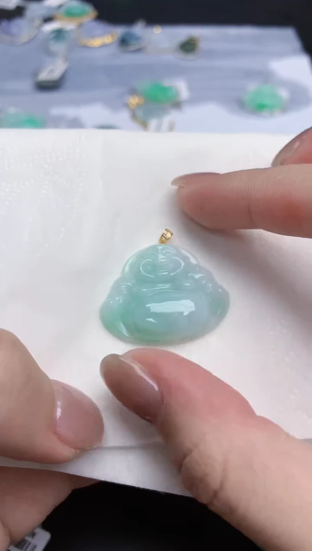 【闪购商品】翡翠颈饰18K金镶嵌天然缅甸翡翠A货