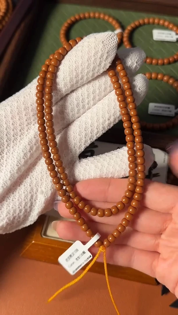 手串橄榄核【168核尖】5.6mm老挝一代核尖老型108脖挂 三花面无白